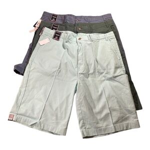Roundtree & Yorke classic fit flat front 11" Chino Shorts (3pair bundle) (E1)